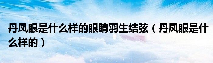 丹凤眼是什么样的眼睛羽生结弦（丹凤眼是什么样的）
