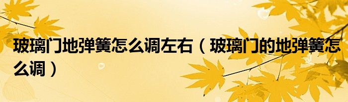 玻璃门地弹簧怎么调左右（玻璃门的地弹簧怎么调）