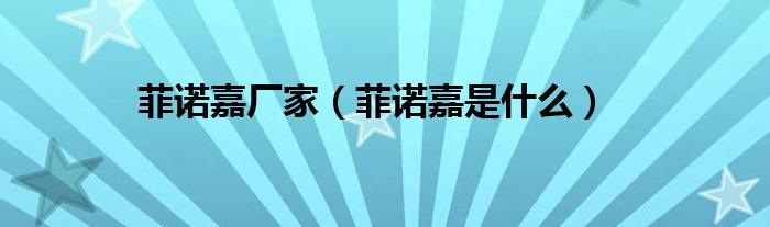 菲诺嘉厂家（菲诺嘉是什么）