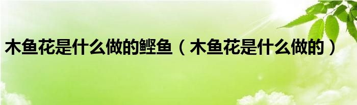 木鱼花是什么做的鲣鱼（木鱼花是什么做的）