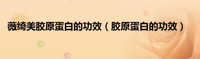 薇绮美胶原蛋白的功效（胶原蛋白的功效）