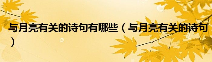 与月亮有关的诗句有哪些（与月亮有关的诗句）