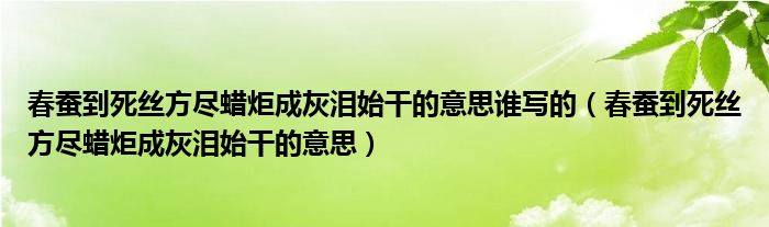 春蚕到死丝方尽蜡炬成灰泪始干的意思谁写的（春蚕到死丝方尽蜡炬成灰泪始干的意思）