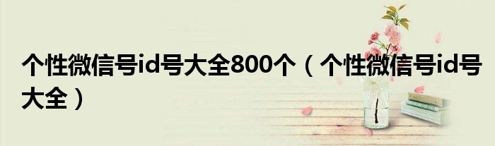 个性微信号id号大全800个（个性微信号id号大全）