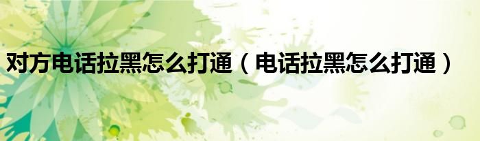 对方电话拉黑怎么打通（电话拉黑怎么打通）