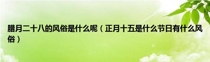 腊月二十八的风俗是什么呢（正月十五是什么节日有什么风俗）