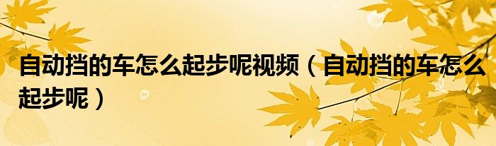 自动挡的车怎么起步呢视频（自动挡的车怎么起步呢）