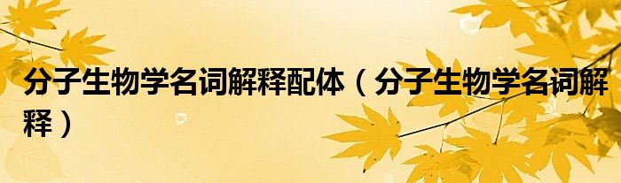 分子生物学名词解释配体（分子生物学名词解释）