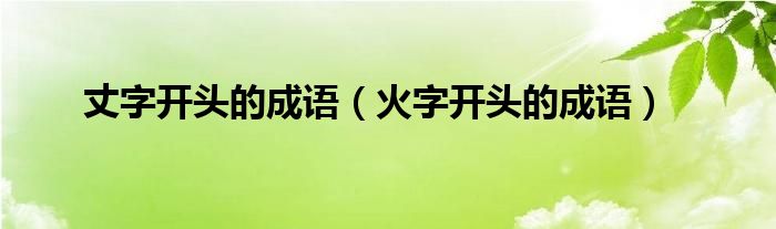 丈字开头的成语（火字开头的成语）