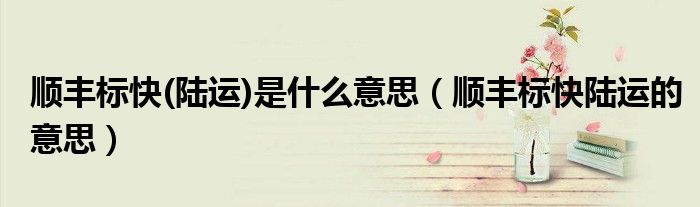 顺丰标快(陆运)是什么意思（顺丰标快陆运的意思）