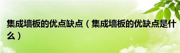 集成墙板的优点缺点（集成墙板的优缺点是什么）