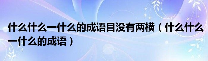 什么什么一什么的成语目没有两横（什么什么一什么的成语）