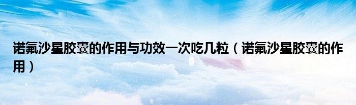 诺氟沙星胶囊的作用与功效一次吃几粒（诺氟沙星胶囊的作用）