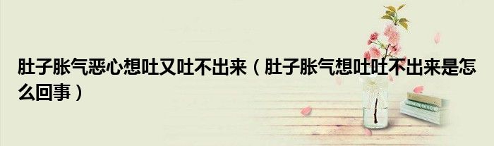肚子胀气恶心想吐又吐不出来（肚子胀气想吐吐不出来是怎么回事）