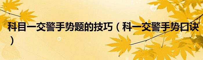 科目一交警手势题的技巧（科一交警手势口诀）