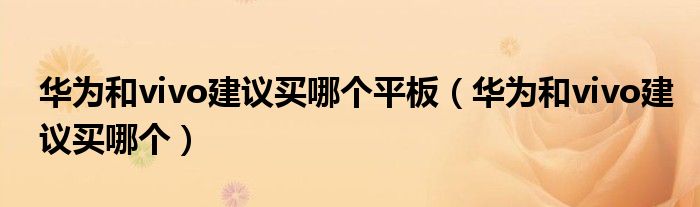 华为和vivo建议买哪个平板（华为和vivo建议买哪个）