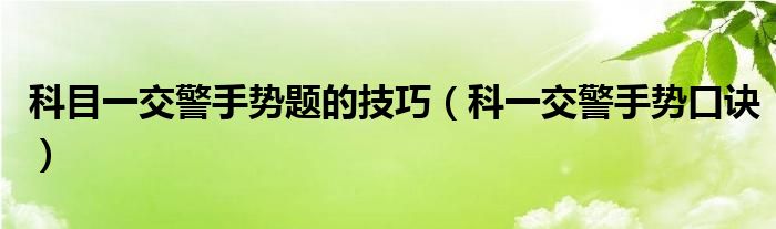 科目一交警手势题的技巧（科一交警手势口诀）