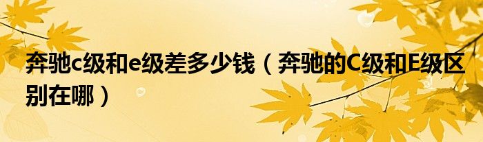 奔驰c级和e级差多少钱（奔驰的C级和E级区别在哪）