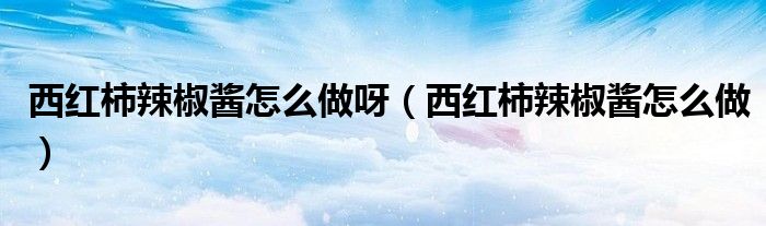 西红柿辣椒酱怎么做呀（西红柿辣椒酱怎么做）