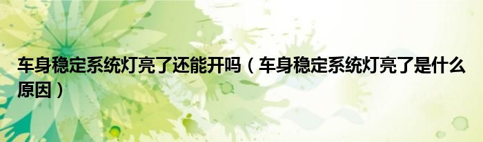 车身稳定系统灯亮了还能开吗（车身稳定系统灯亮了是什么原因）
