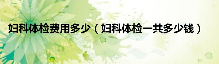 妇科体检费用多少（妇科体检一共多少钱）
