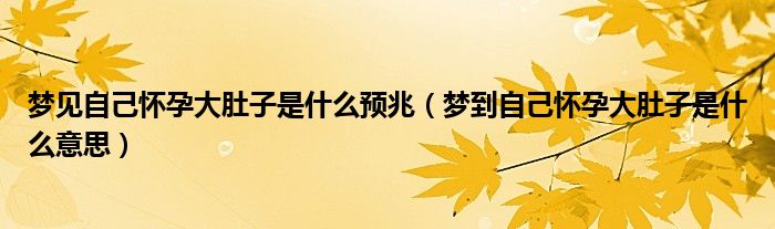 梦见自己怀孕大肚子是什么预兆（梦到自己怀孕大肚子是什么意思）