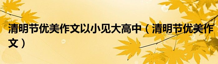 清明节优美作文以小见大高中（清明节优美作文）