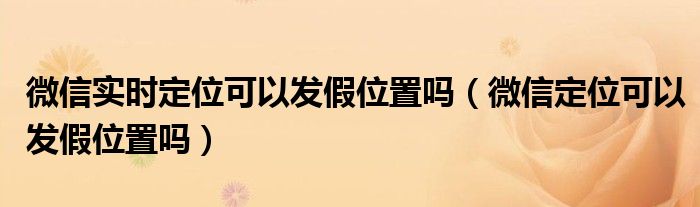 微信实时定位可以发假位置吗（微信定位可以发假位置吗）