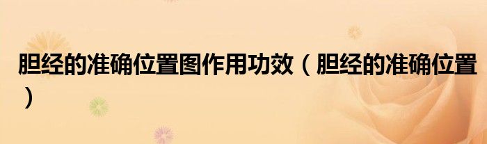 胆经的准确位置图作用功效（胆经的准确位置）