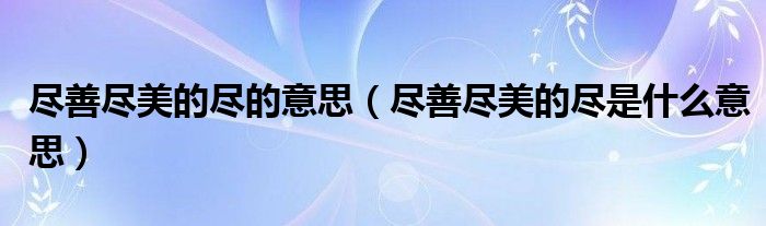 尽善尽美的尽的意思（尽善尽美的尽是什么意思）