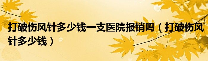 打破伤风针多少钱一支医院报销吗（打破伤风针多少钱）