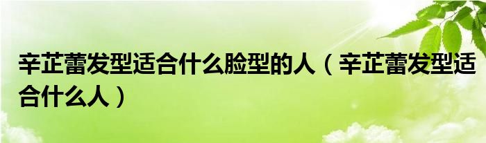 辛芷蕾发型适合什么脸型的人（辛芷蕾发型适合什么人）