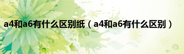 a4和a6有什么区别纸（a4和a6有什么区别）