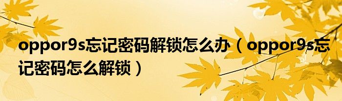 oppor9s忘记密码解锁怎么办（oppor9s忘记密码怎么解锁）