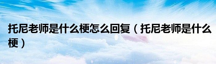 托尼老师是什么梗怎么回复（托尼老师是什么梗）