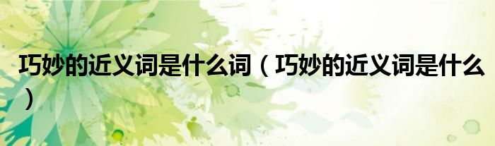 巧妙的近义词是什么词（巧妙的近义词是什么）
