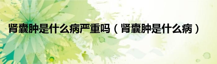 肾囊肿是什么病严重吗（肾囊肿是什么病）