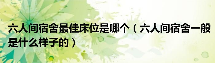 六人间宿舍最佳床位是哪个（六人间宿舍一般是什么样子的）