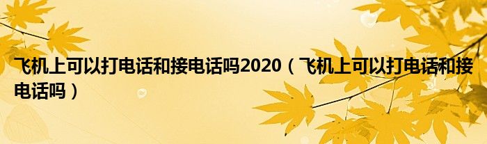 飞机上可以打电话和接电话吗2020（飞机上可以打电话和接电话吗）