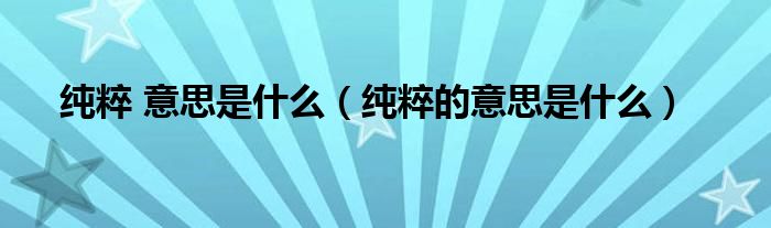 纯粹 意思是什么（纯粹的意思是什么）