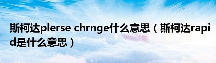斯柯达plerse chrnge什么意思（斯柯达rapid是什么意思）