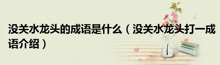 没关水龙头的成语是什么（没关水龙头打一成语介绍）