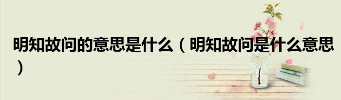 明知故问的意思是什么（明知故问是什么意思）