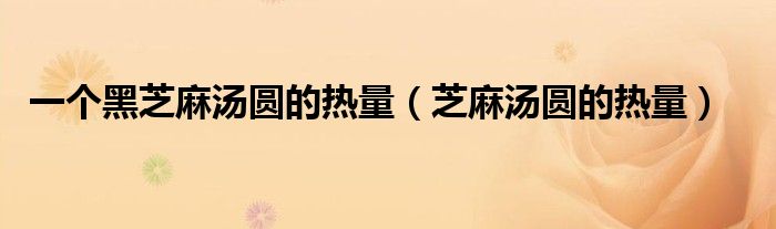 一个黑芝麻汤圆的热量（芝麻汤圆的热量）