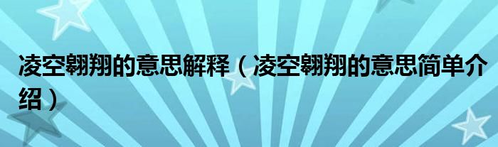 凌空翱翔的意思解释（凌空翱翔的意思简单介绍）