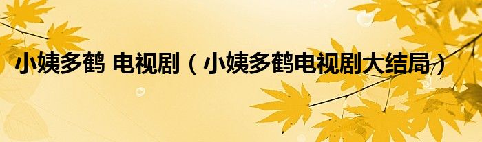 小姨多鹤 电视剧（小姨多鹤电视剧大结局）