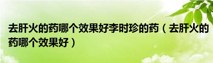 去肝火的药哪个效果好李时珍的药（去肝火的药哪个效果好）