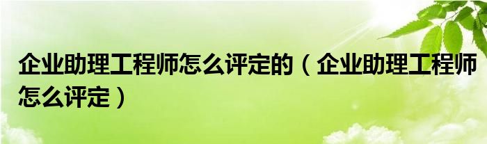 企业助理工程师怎么评定的（企业助理工程师怎么评定）
