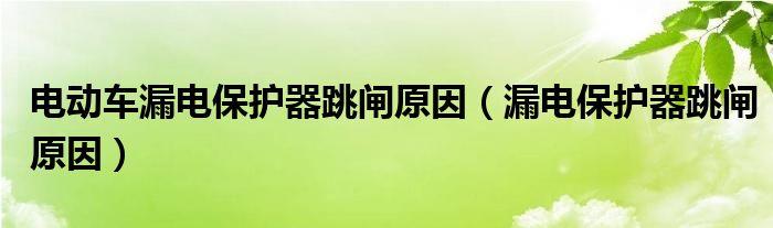 电动车漏电保护器跳闸原因（漏电保护器跳闸原因）