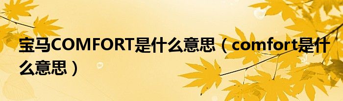 宝马COMFORT是什么意思（comfort是什么意思）
